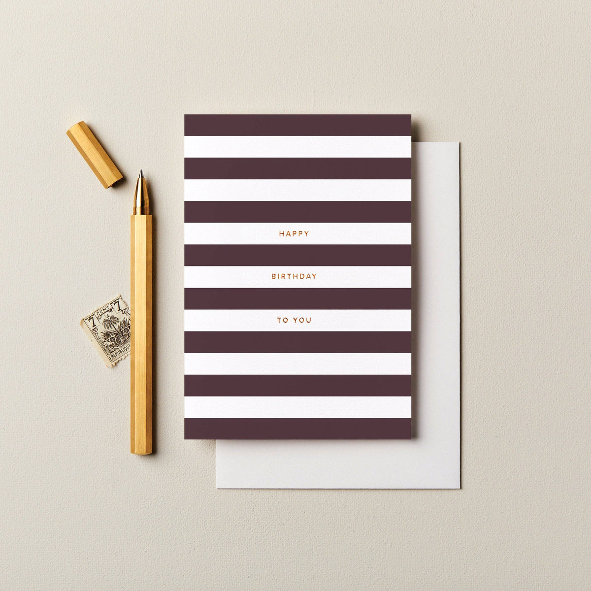 Happy Birthday Stripes Card in Purple | Ink & Bloom