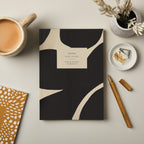A5 Ruled Notebook in Abstract Black & Cream | Ink & Bloom