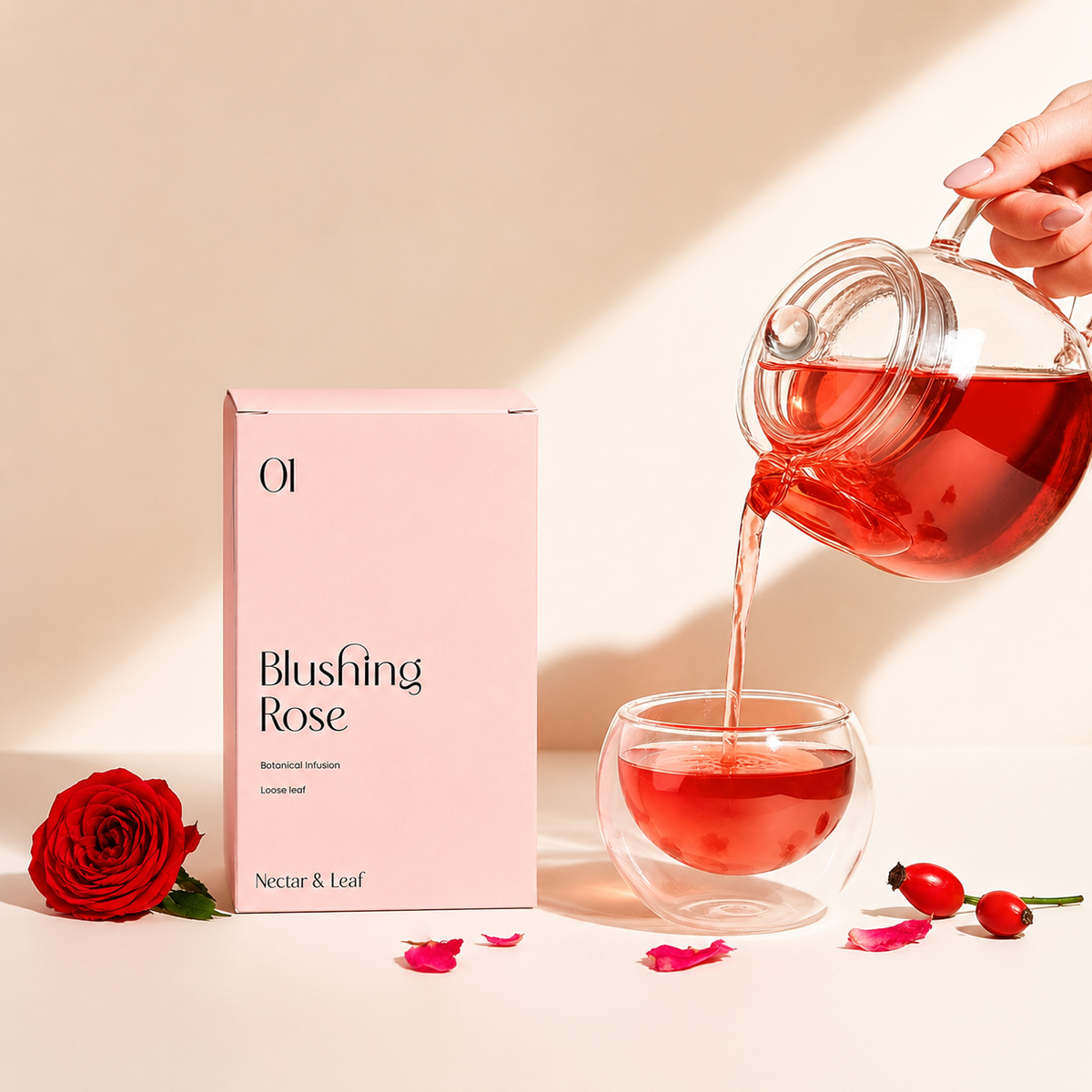 01 Blushing Rose - Herbal Tea with Rose & Strawberry | Nectar & Leaf