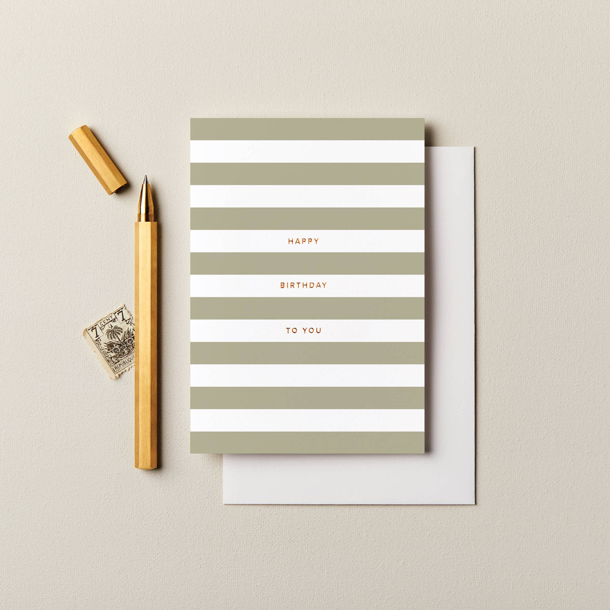 Olive Stripes Birthday Card | Ink & Bloom