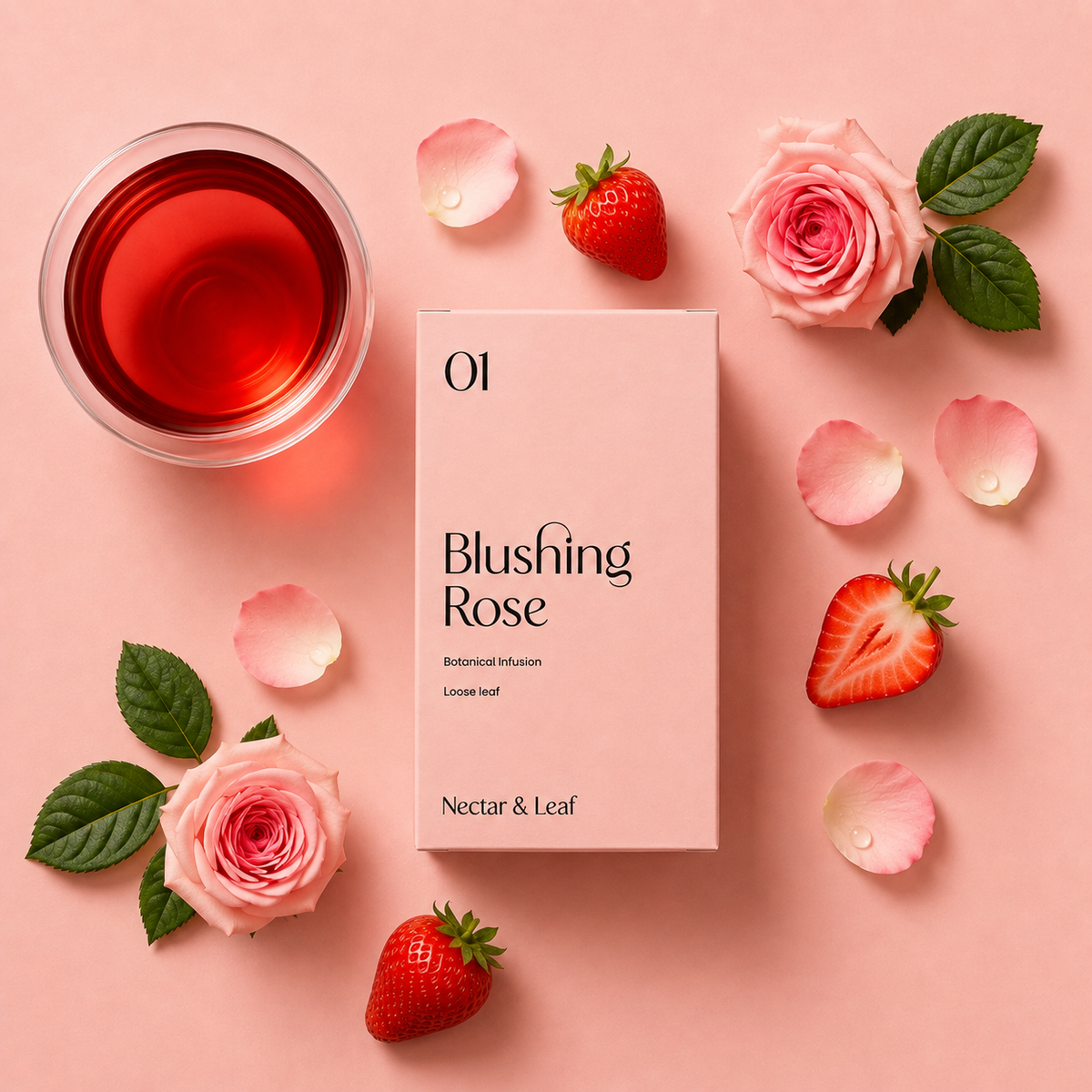 01 Blushing Rose - Herbal Tea with Rose & Strawberry | Nectar & Leaf