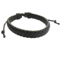 Men's Black Leather Weave Bracelet | Aye Do Gifts