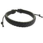 Men's Black Leather Weave Bracelet | Aye Do Gifts