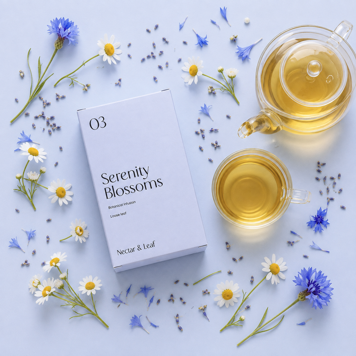 03 Serenity Blossoms - Herbal Tea with Chamomile & Lavender | Nectar & Leaf