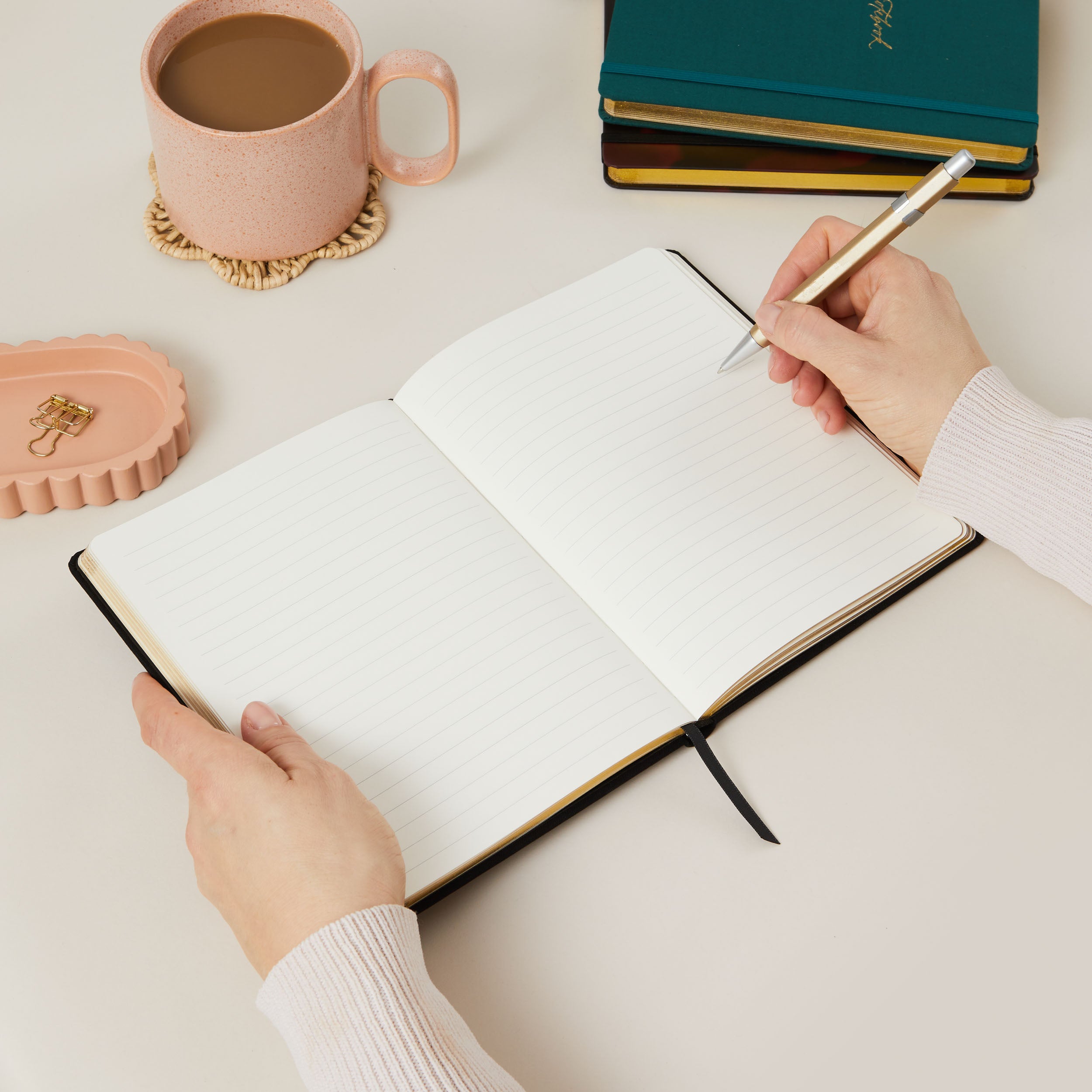 Luxury Cloth-Bound Notebook | Blush And Gold