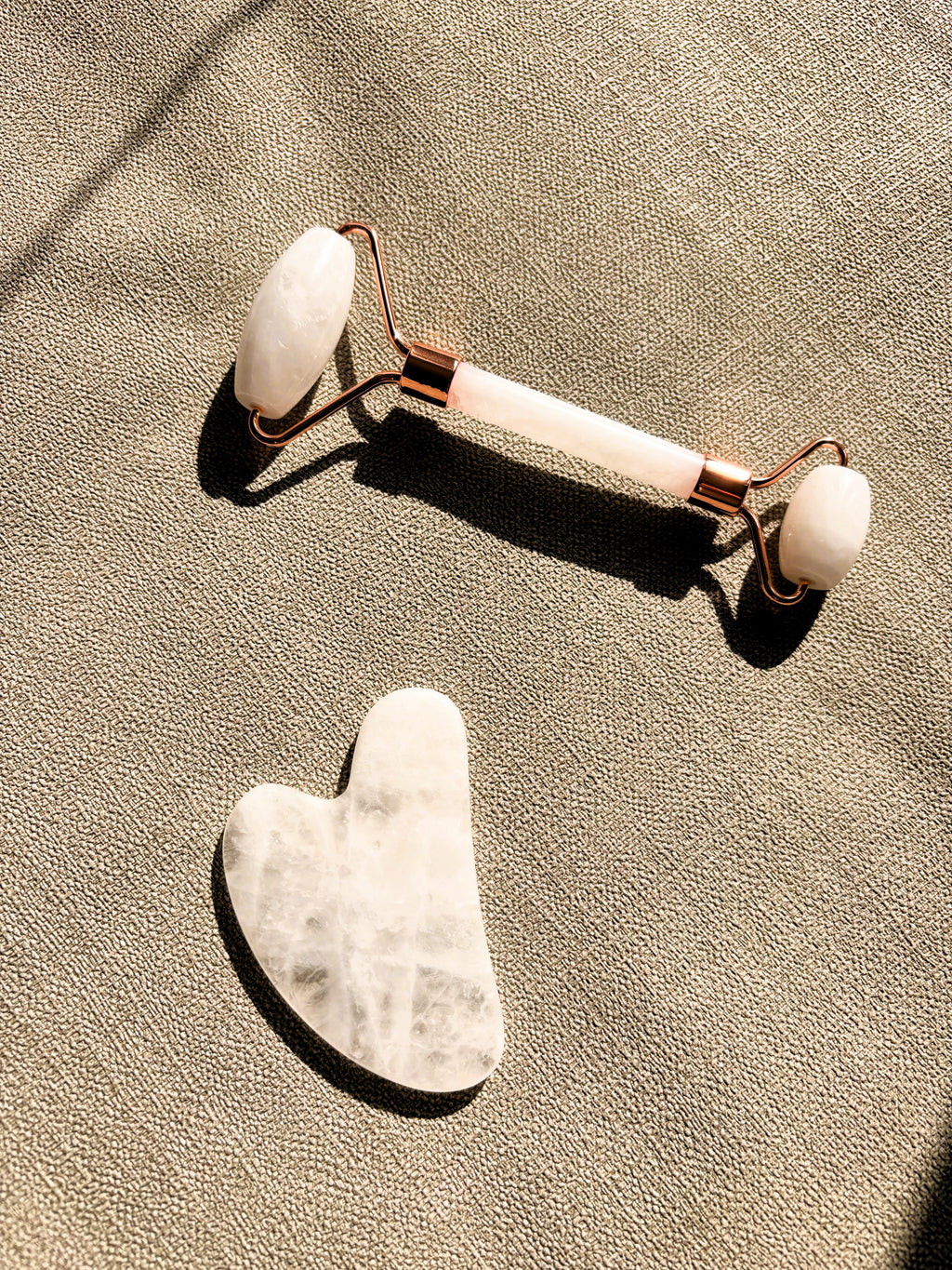 White Jade Roller & Gua Sha Set | Crystolver