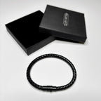 Men's Sleek Black Leather Rope Bracelet | Aye Do Gifts