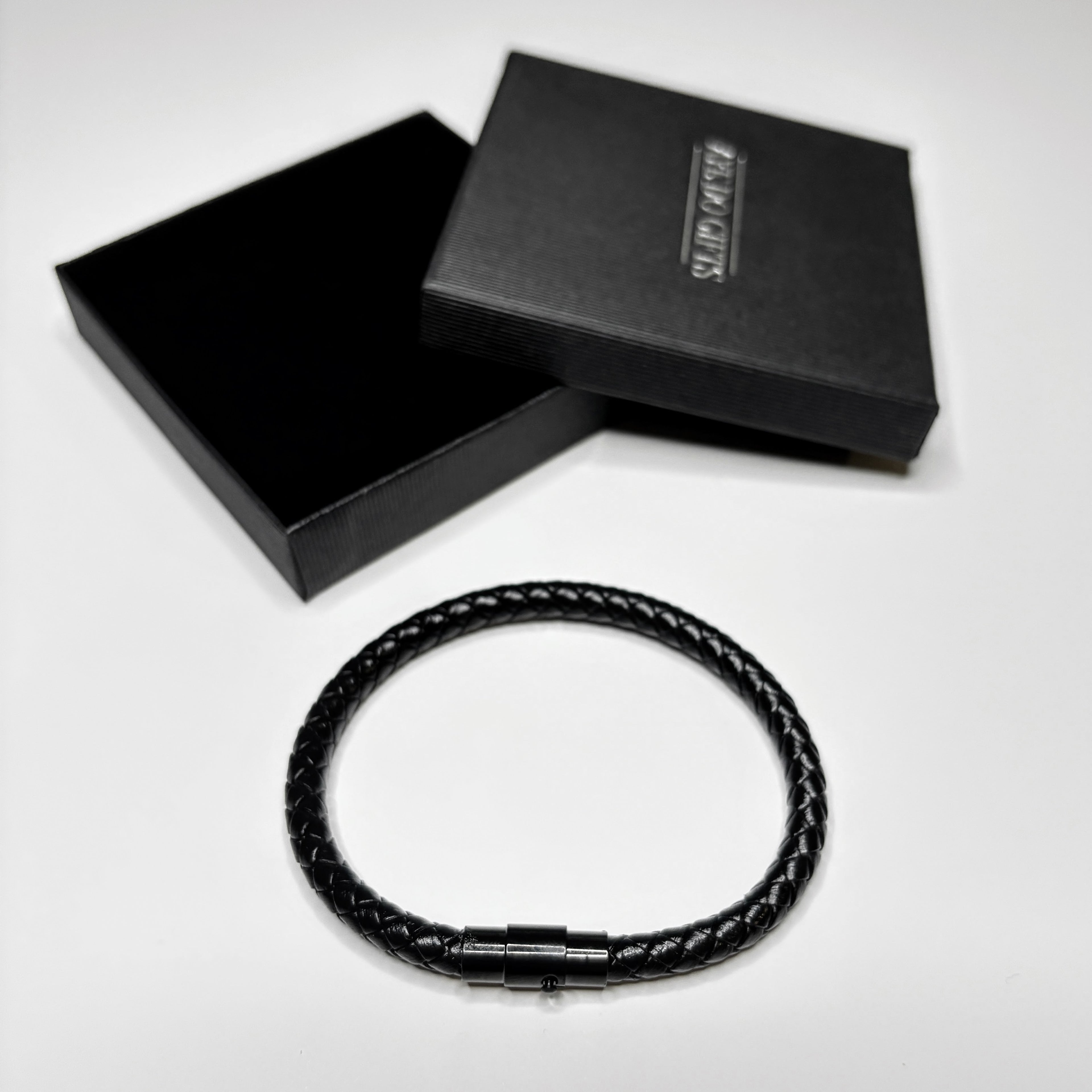Men's Sleek Black Leather Rope Bracelet | Aye Do Gifts