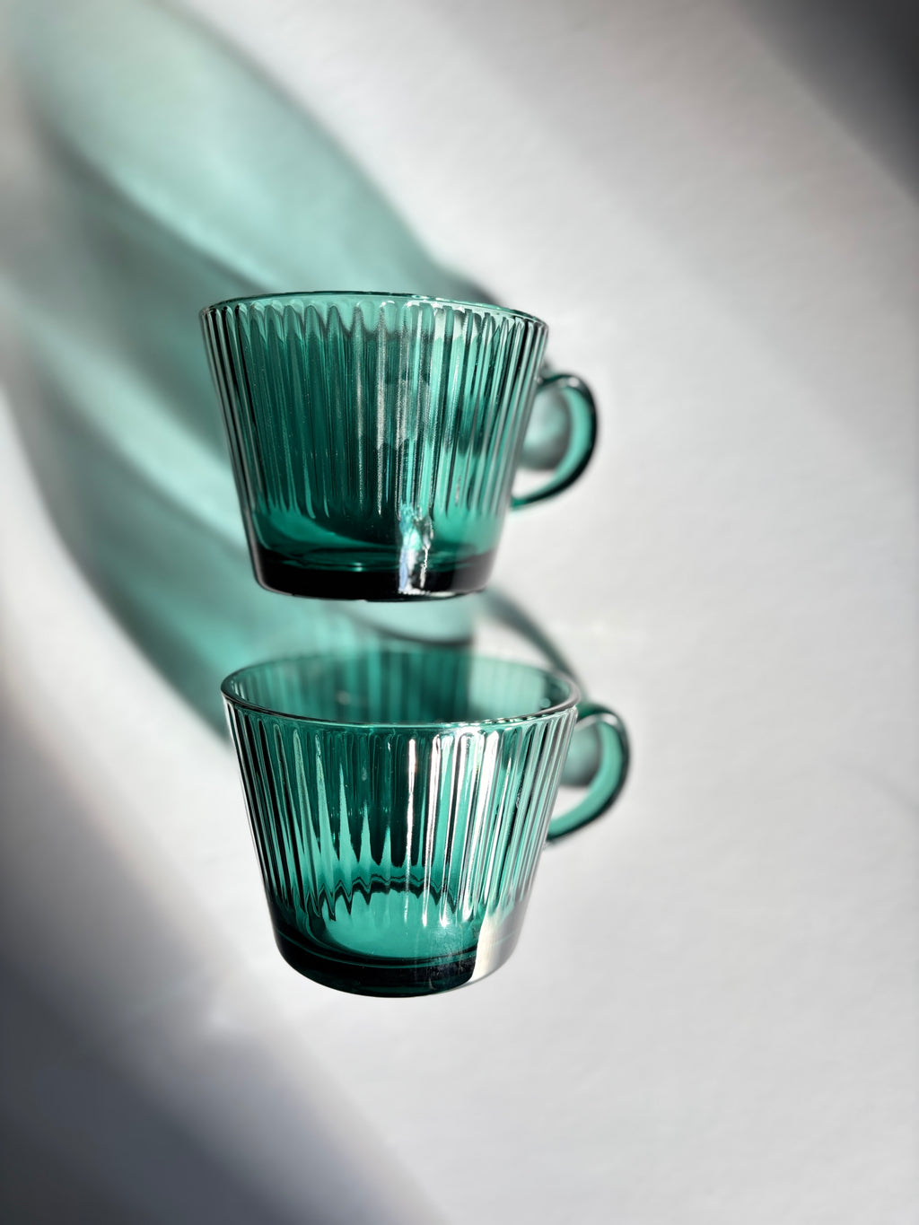 Retro Ribbed Glass Mug set of 2