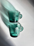 Retro Ribbed Glass Mug set of 2