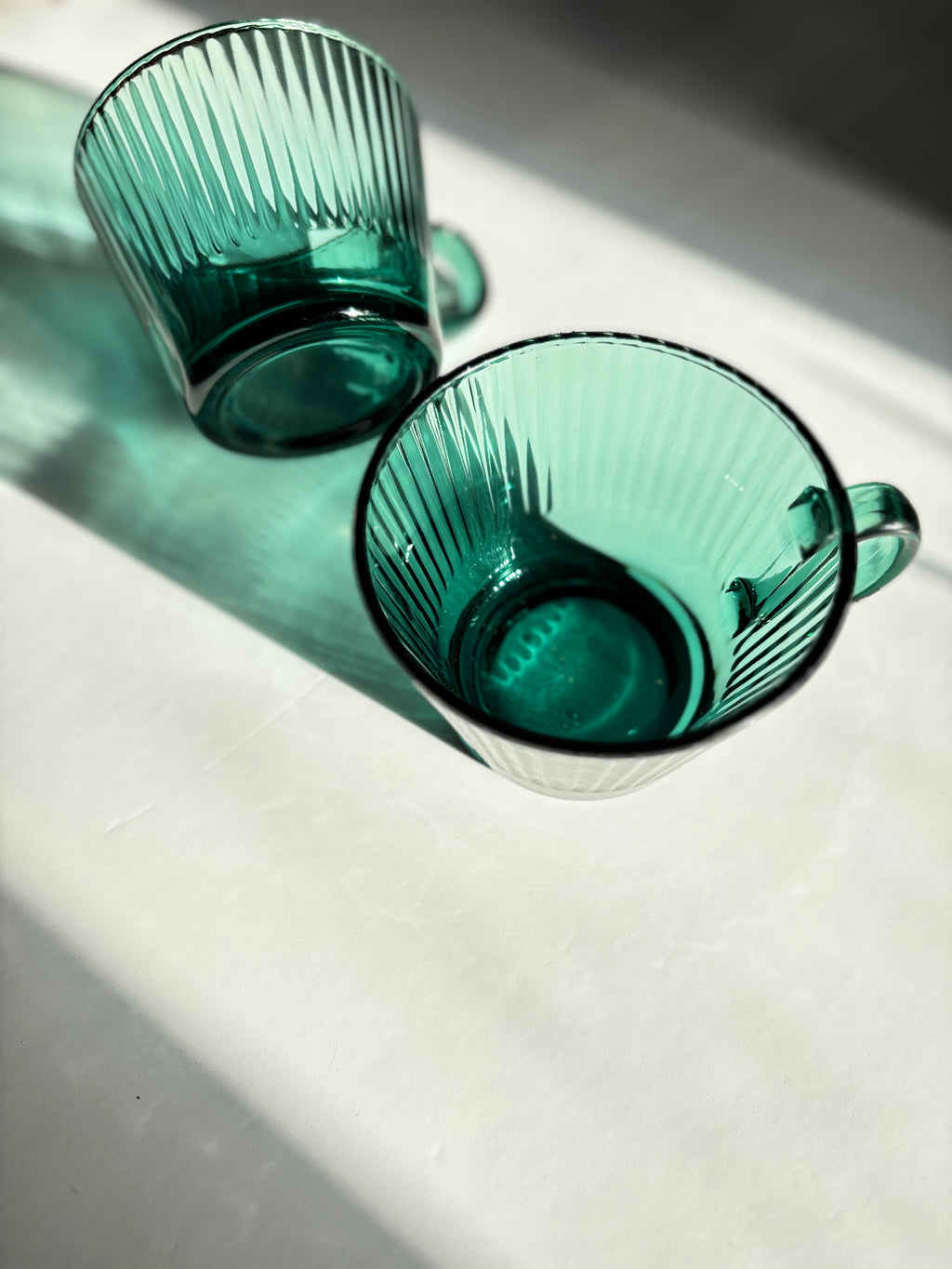 Retro Ribbed Glass Mug set of 2