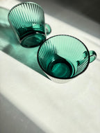 Retro Ribbed Glass Mug set of 2