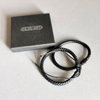 Men's Black Vegan Leather Bracelet Duo Set