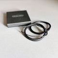 Men's Black Vegan Leather Bracelet Duo Set