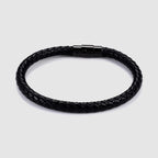 Men's Sleek Black Leather Rope Bracelet | Aye Do Gifts
