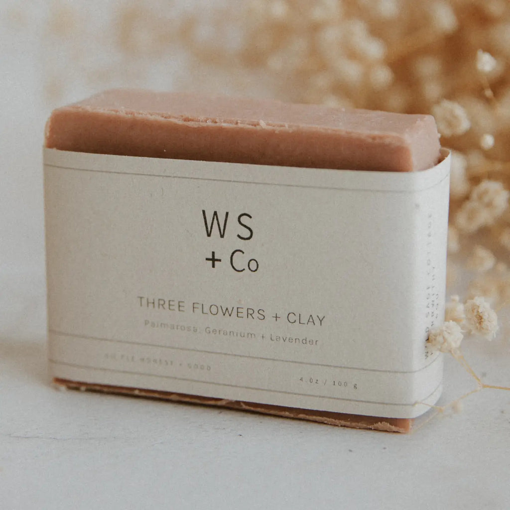 Three Flowers + Clay Natural Face Soap Bar | Wild Sage + Co